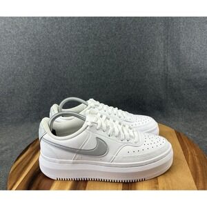 Nike Court Vision Alta Shoes Women's Size 10 White Metallic Platinum VGC